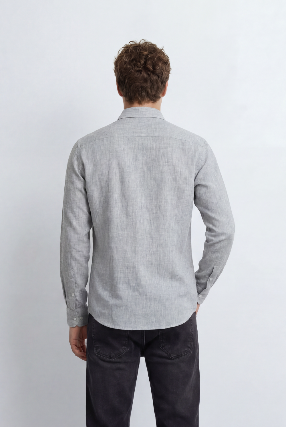 Men’s Tomato Store Linen Blend Shirt Natural Texture Look Button Down Tailored Slim Fit
