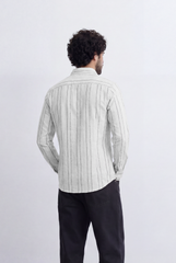 Men’s Tomato Store Vertical Stripe Shirt Lightweight Woven Fabric Button Down Collar Slim Smart Casual Fit