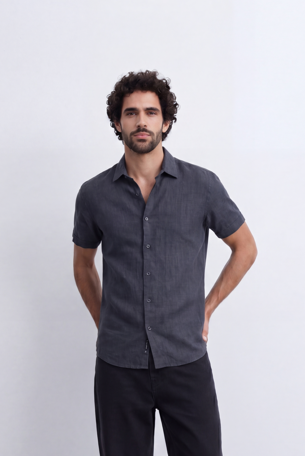 Men's Slim Fit Short Sleeve Jacquard Shirt Lightweight Button-Up Tomato Store Smart Casual Style