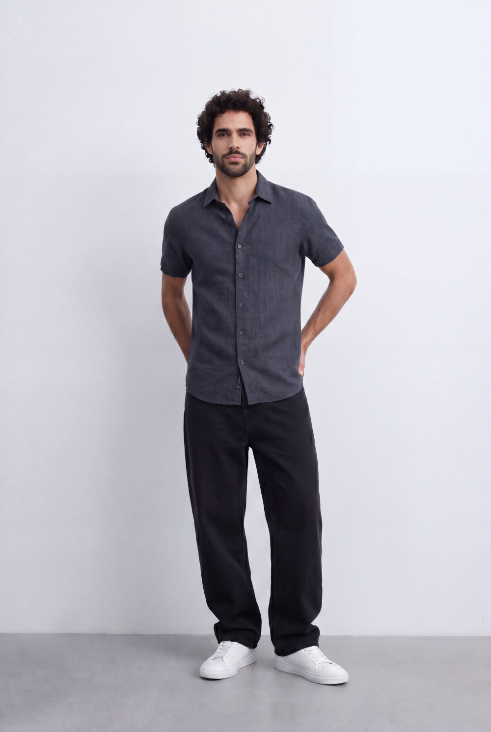 Men's Slim Fit Short Sleeve Jacquard Shirt Lightweight Button-Up Tomato Store Smart Casual Style