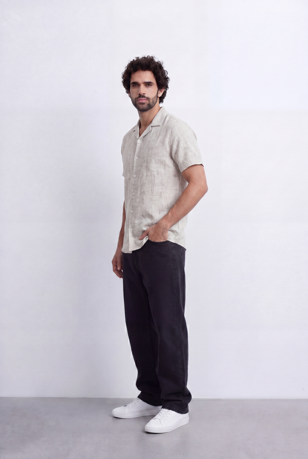 Men's Slim Fit Short Sleeve Jacquard Shirt Lightweight Button-Up Tomato Store Smart Casual Style