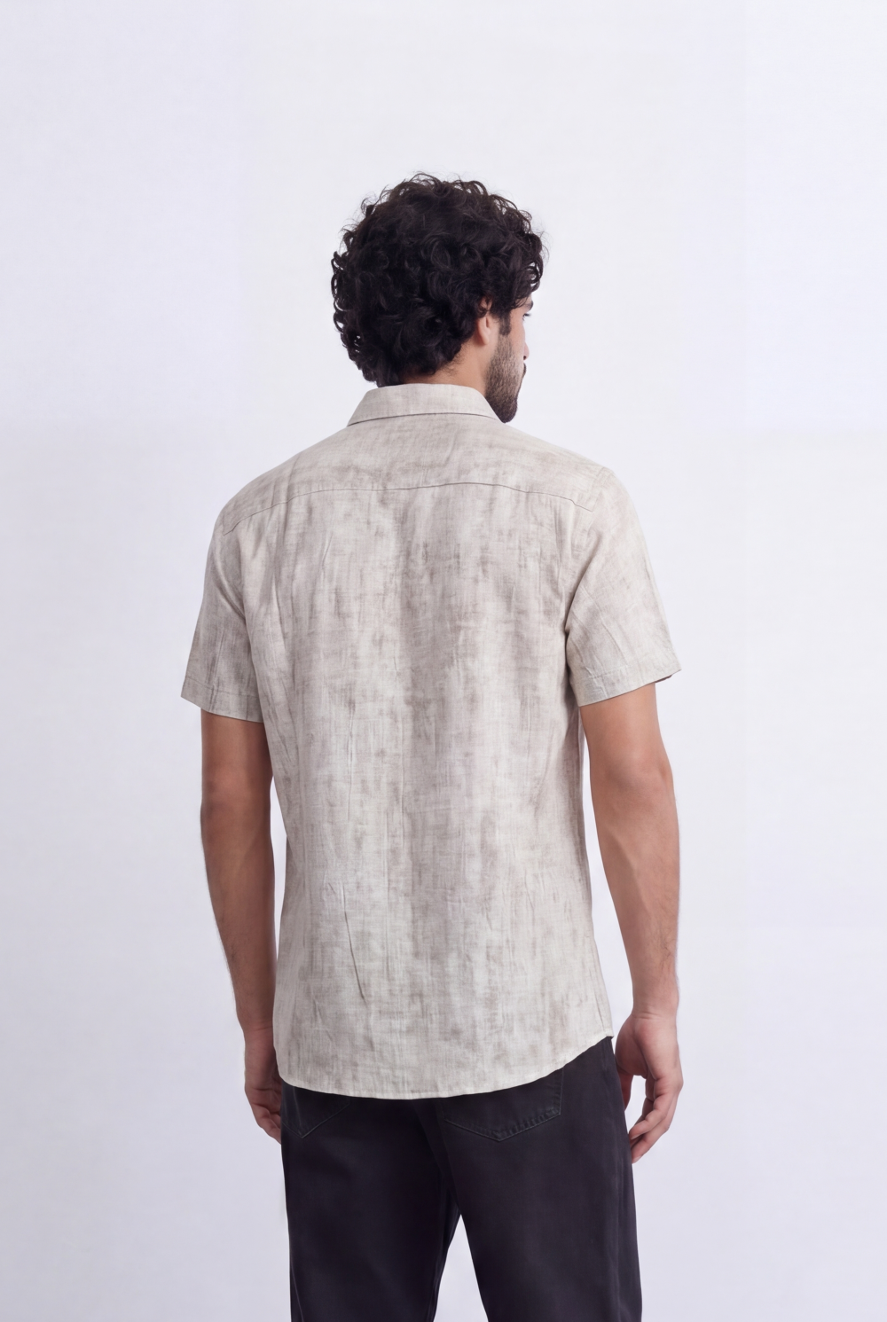 Men's Slim Fit Short Sleeve Jacquard Shirt Lightweight Button-Up Tomato Store Smart Casual Style