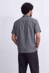 Men's Striped Cuban Collar Shirt Short Sleeve Button-Up Tomato Store Relaxed Casual Style