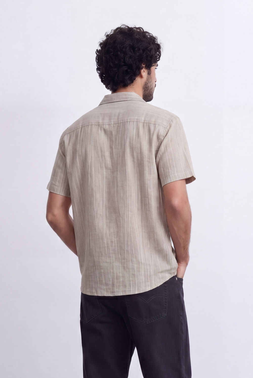 Men's Striped Cuban Collar Shirt Short Sleeve Button-Up Tomato Store Relaxed Casual Style