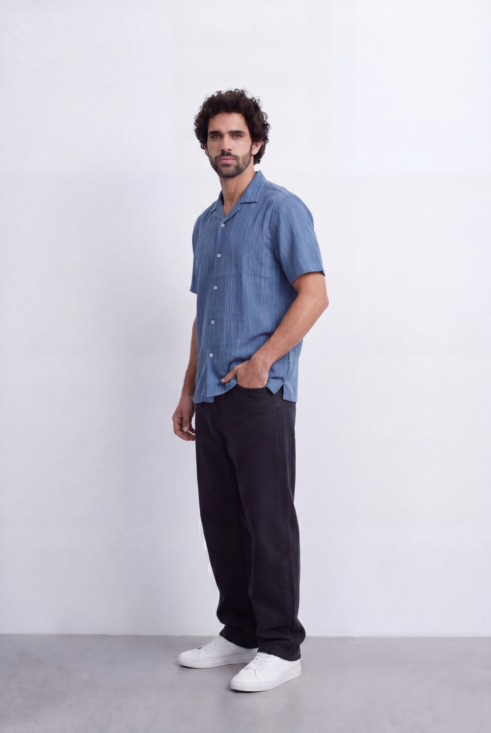 Men's Striped Cuban Collar Shirt Short Sleeve Button-Up Tomato Store Relaxed Casual Style