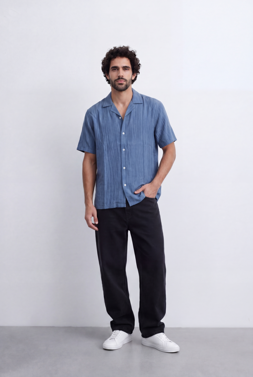 Men's Striped Cuban Collar Shirt Short Sleeve Button-Up Tomato Store Relaxed Casual Style