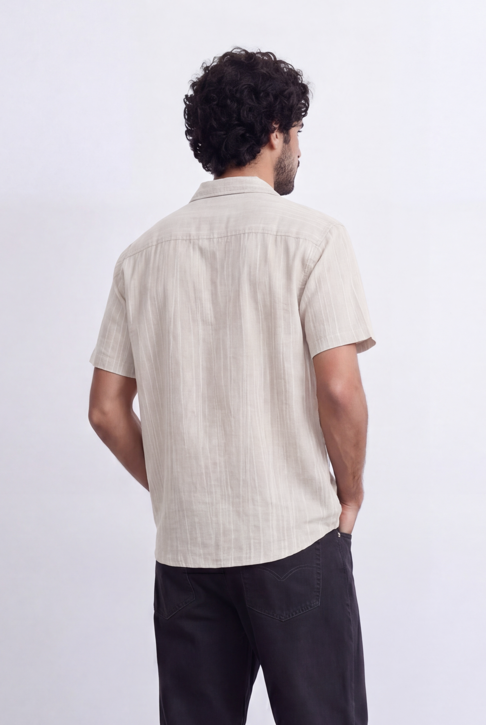 Men's Striped Cuban Collar Shirt Short Sleeve Button-Up Tomato Store Relaxed Casual Style