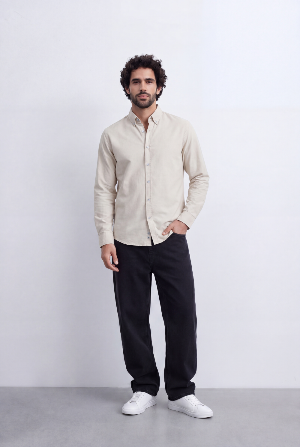Men's Slim Fit Long Sleeve Button-Down Shirt Minimal Tomato Store Clean Design Smart Everyday Essential