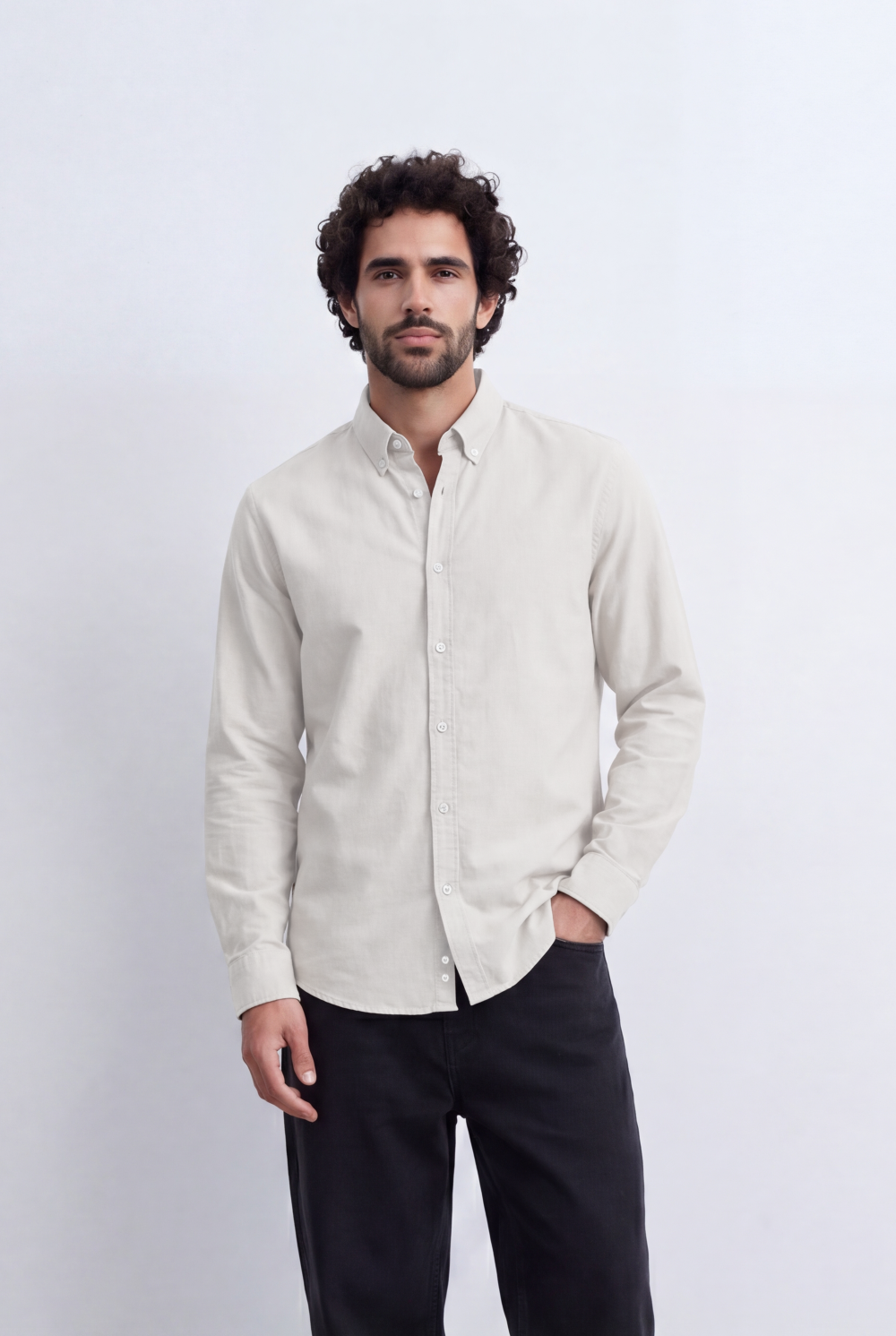 Men's Slim Fit Long Sleeve Button-Down Shirt Minimal Tomato Store Clean Design Smart Everyday Essential