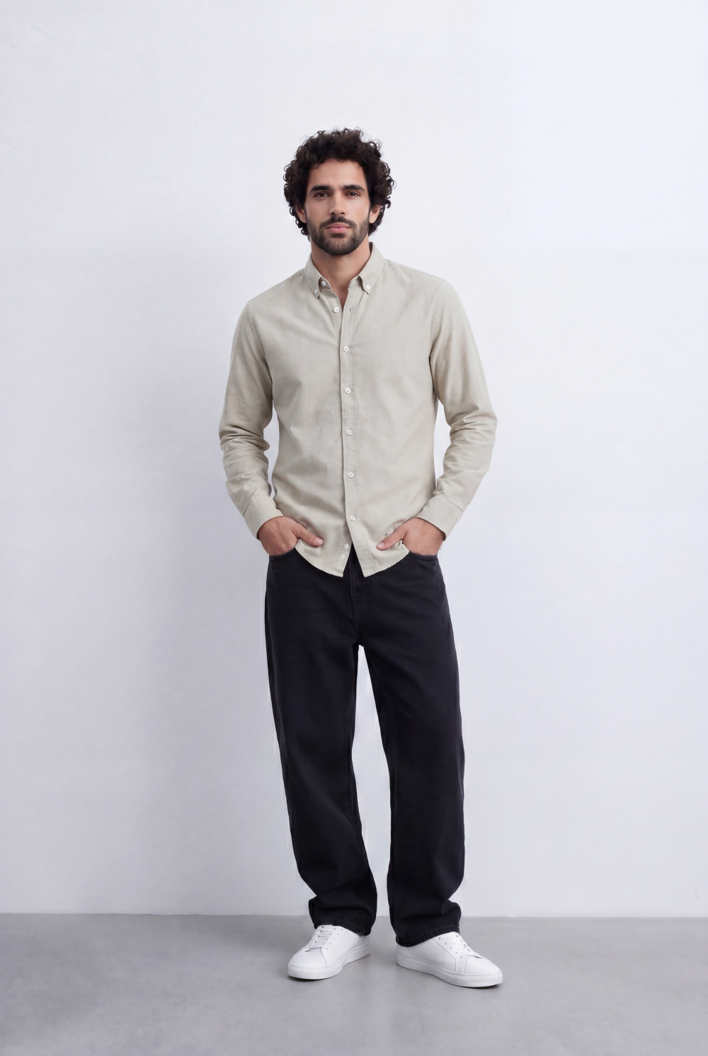 Men's Slim Fit Long Sleeve Button-Down Shirt Minimal Tomato Store Clean Design Smart Everyday Essential