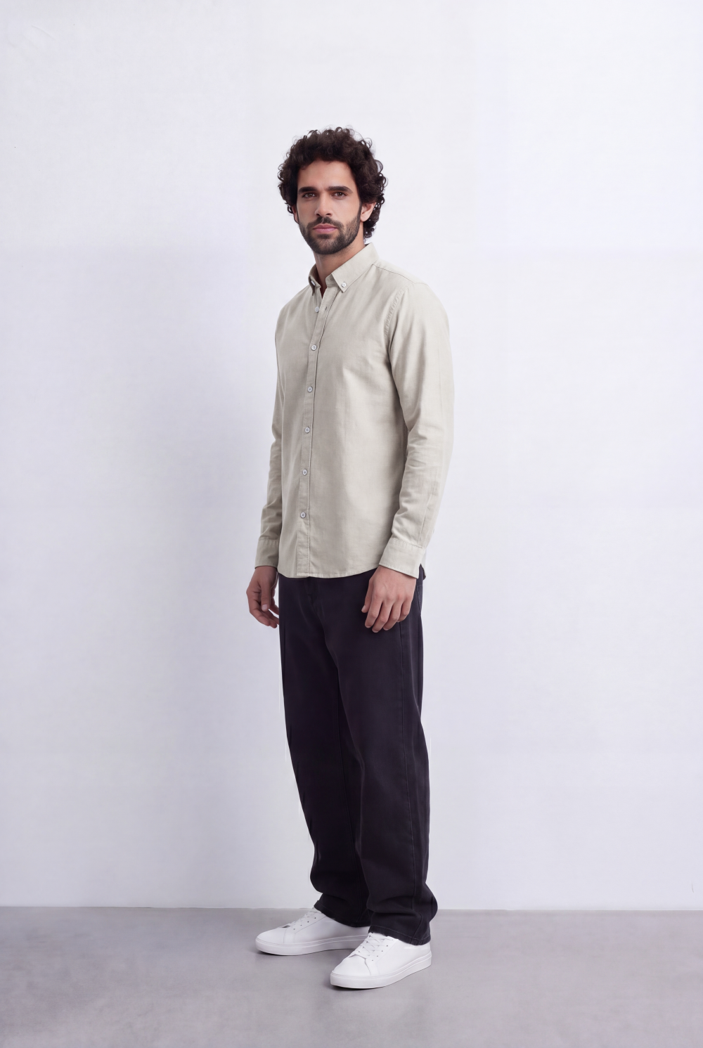 Men's Slim Fit Long Sleeve Button-Down Shirt Minimal Tomato Store Clean Design Smart Everyday Essential