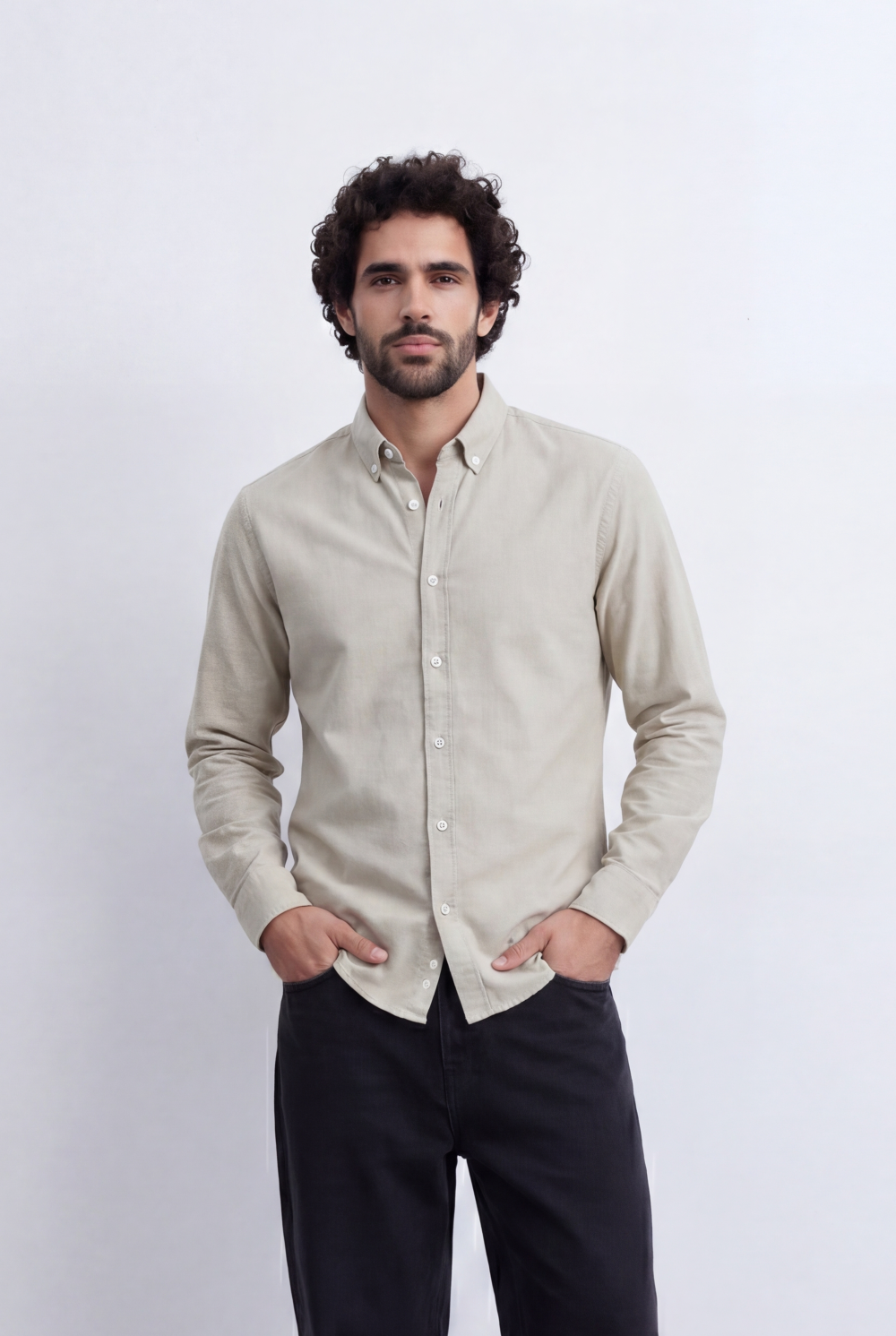 Men's Slim Fit Long Sleeve Button-Down Shirt Minimal Tomato Store Clean Design Smart Everyday Essential