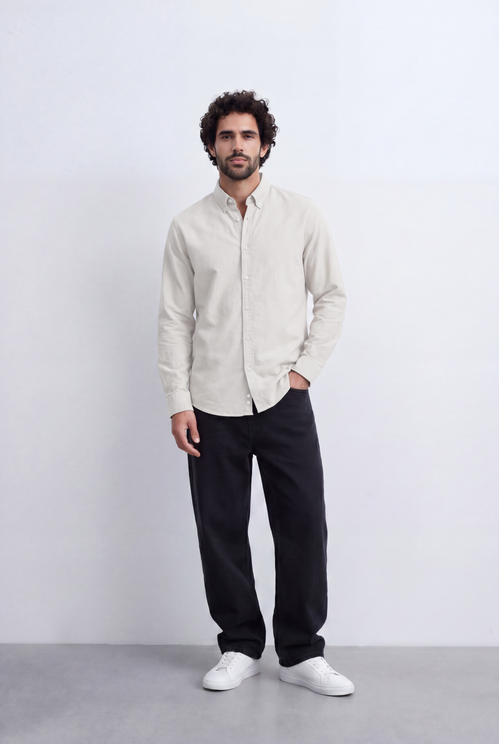 Men's Slim Fit Long Sleeve Button-Down Shirt Minimal Tomato Store Clean Design Smart Everyday Essential