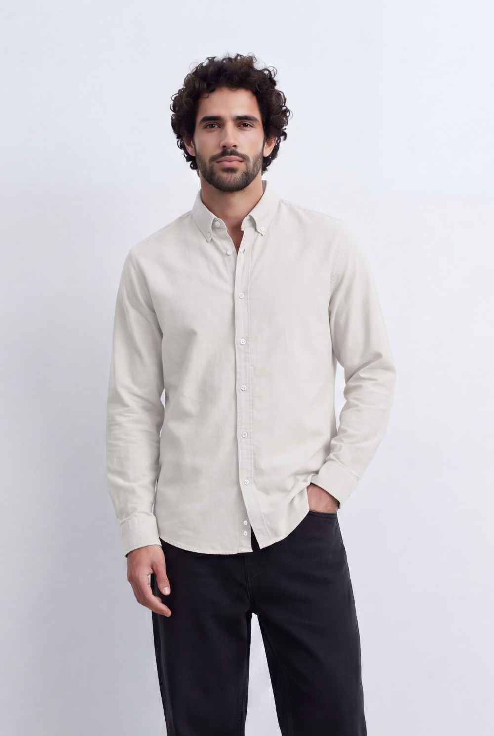 Men's Slim Fit Long Sleeve Button-Down Shirt Minimal Tomato Store Clean Design Smart Everyday Essential