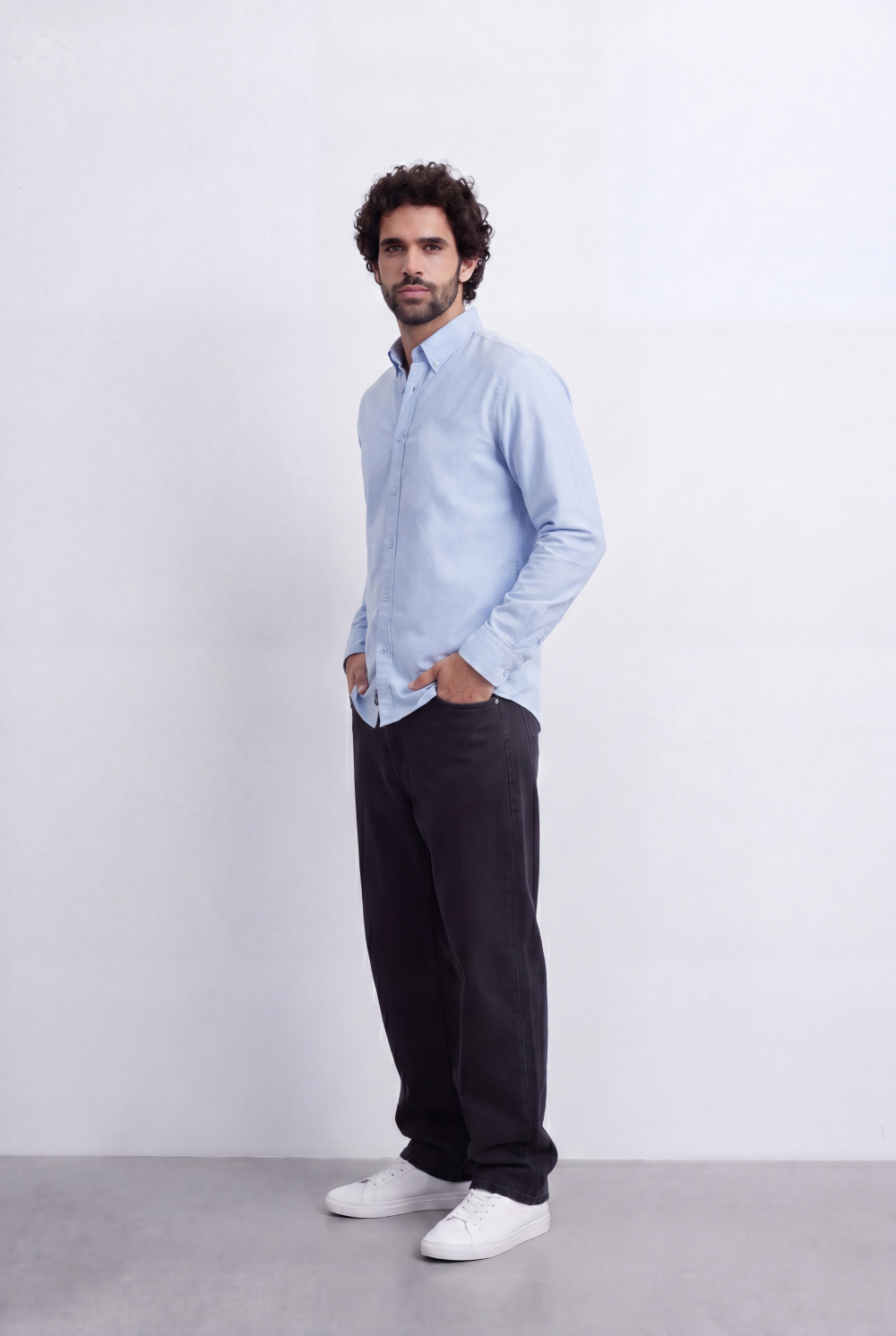 Men's Slim Fit Long Sleeve Button-Down Shirt Minimal Tomato Store Clean Design Smart Everyday Essential