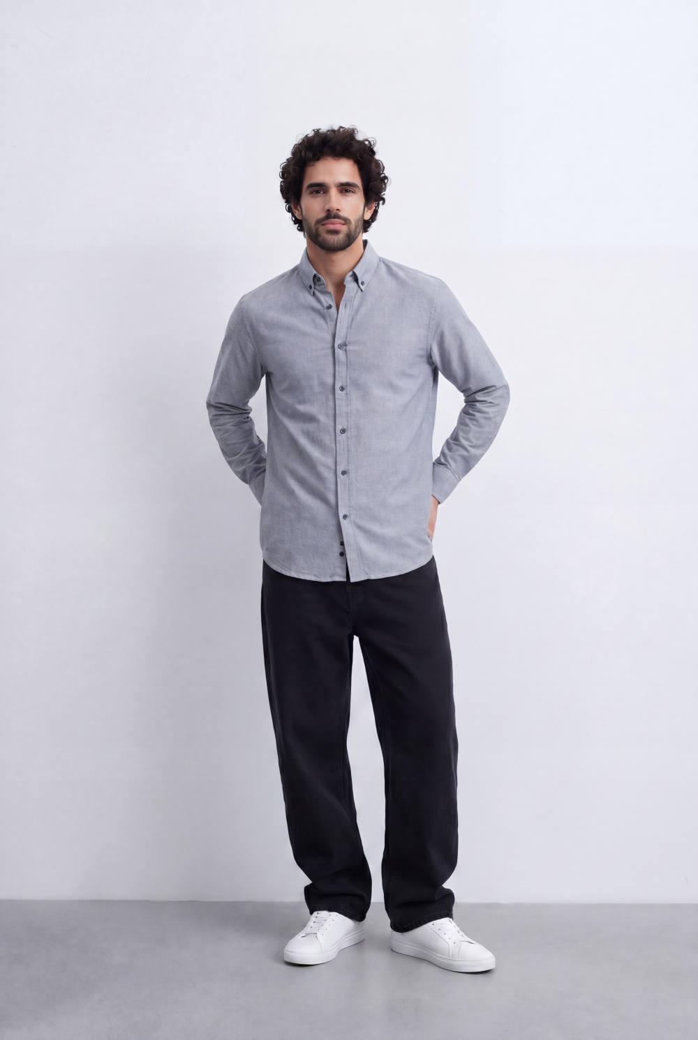 Men's Slim Fit Long Sleeve Button-Down Shirt Minimal Tomato Store Clean Design Smart Everyday Essential