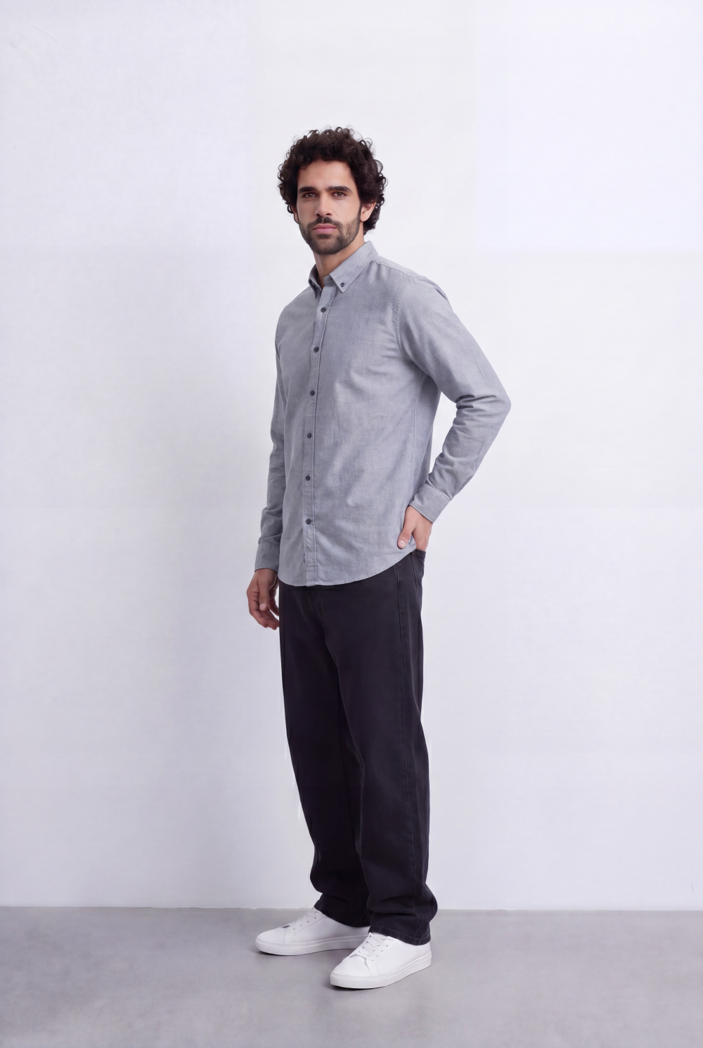 Men's Slim Fit Long Sleeve Button-Down Shirt Minimal Tomato Store Clean Design Smart Everyday Essential