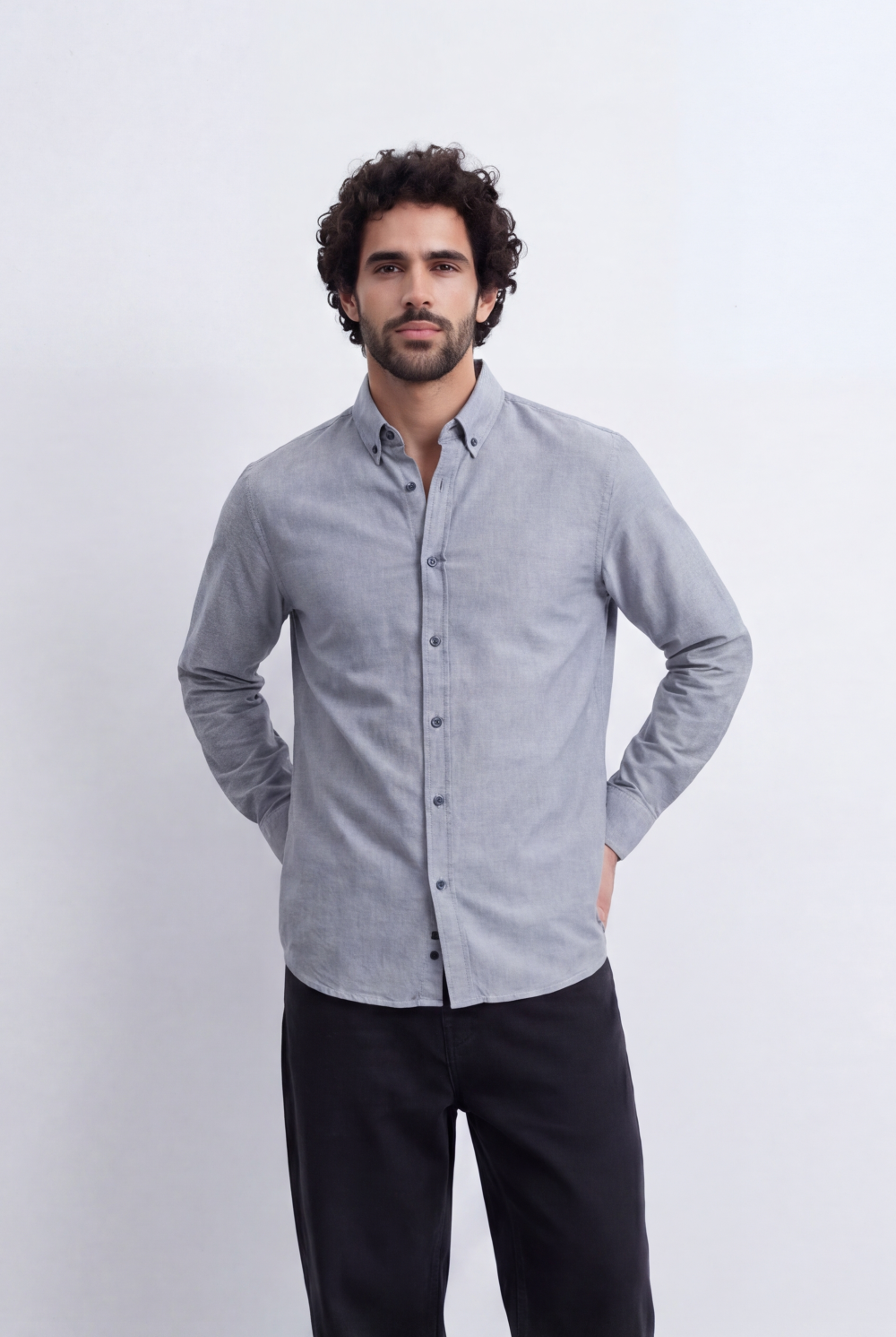 Men's Slim Fit Long Sleeve Button-Down Shirt Minimal Tomato Store Clean Design Smart Everyday Essential