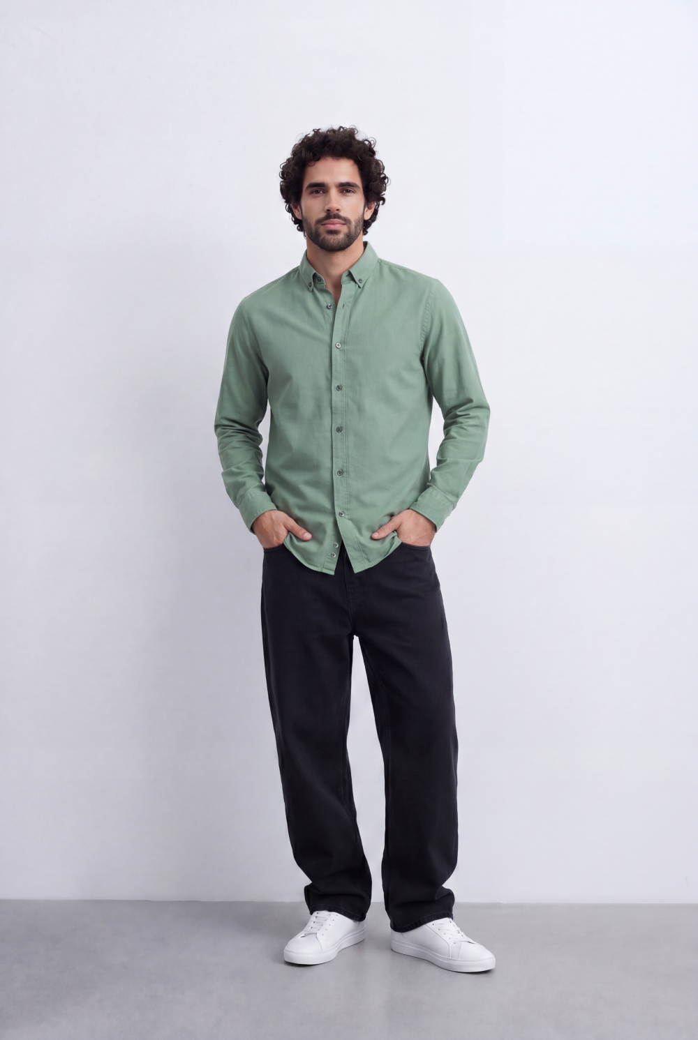 Men's Slim Fit Long Sleeve Button-Down Shirt Minimal Tomato Store Clean Design Smart Everyday Essential