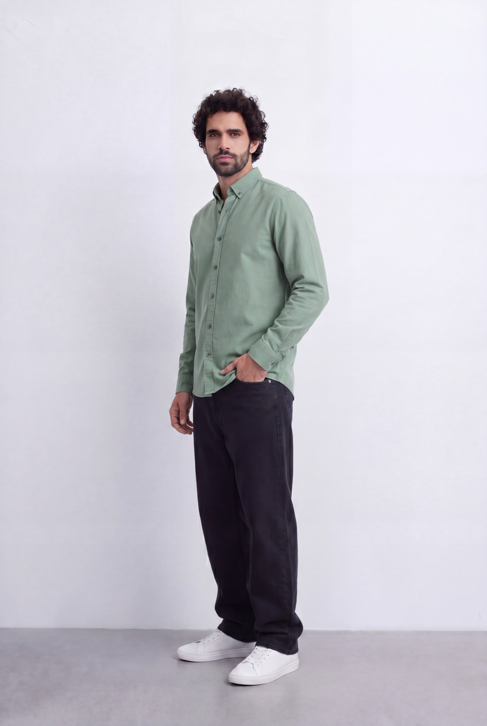 Men's Slim Fit Long Sleeve Button-Down Shirt Minimal Tomato Store Clean Design Smart Everyday Essential