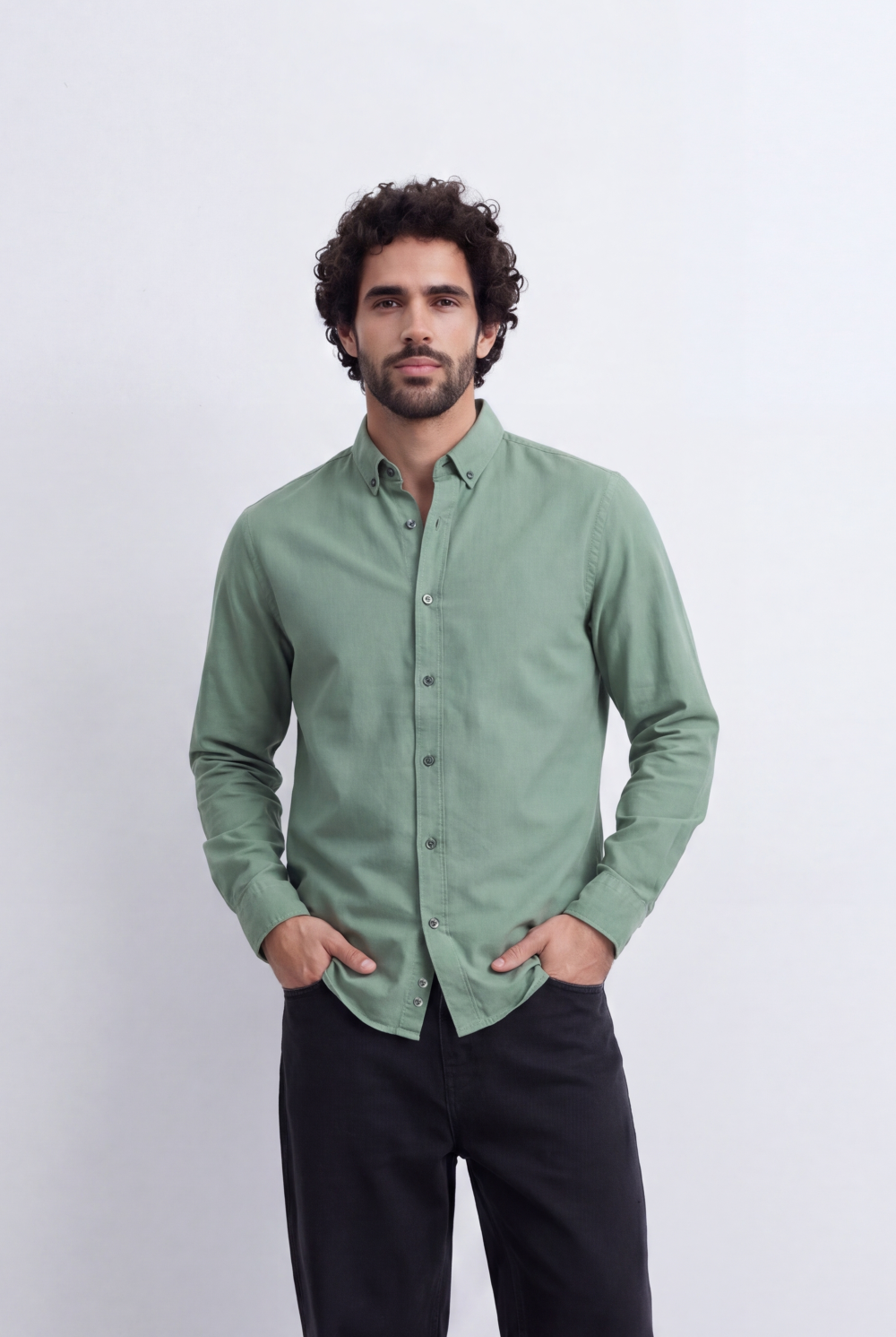 Men's Slim Fit Long Sleeve Button-Down Shirt Minimal Tomato Store Clean Design Smart Everyday Essential