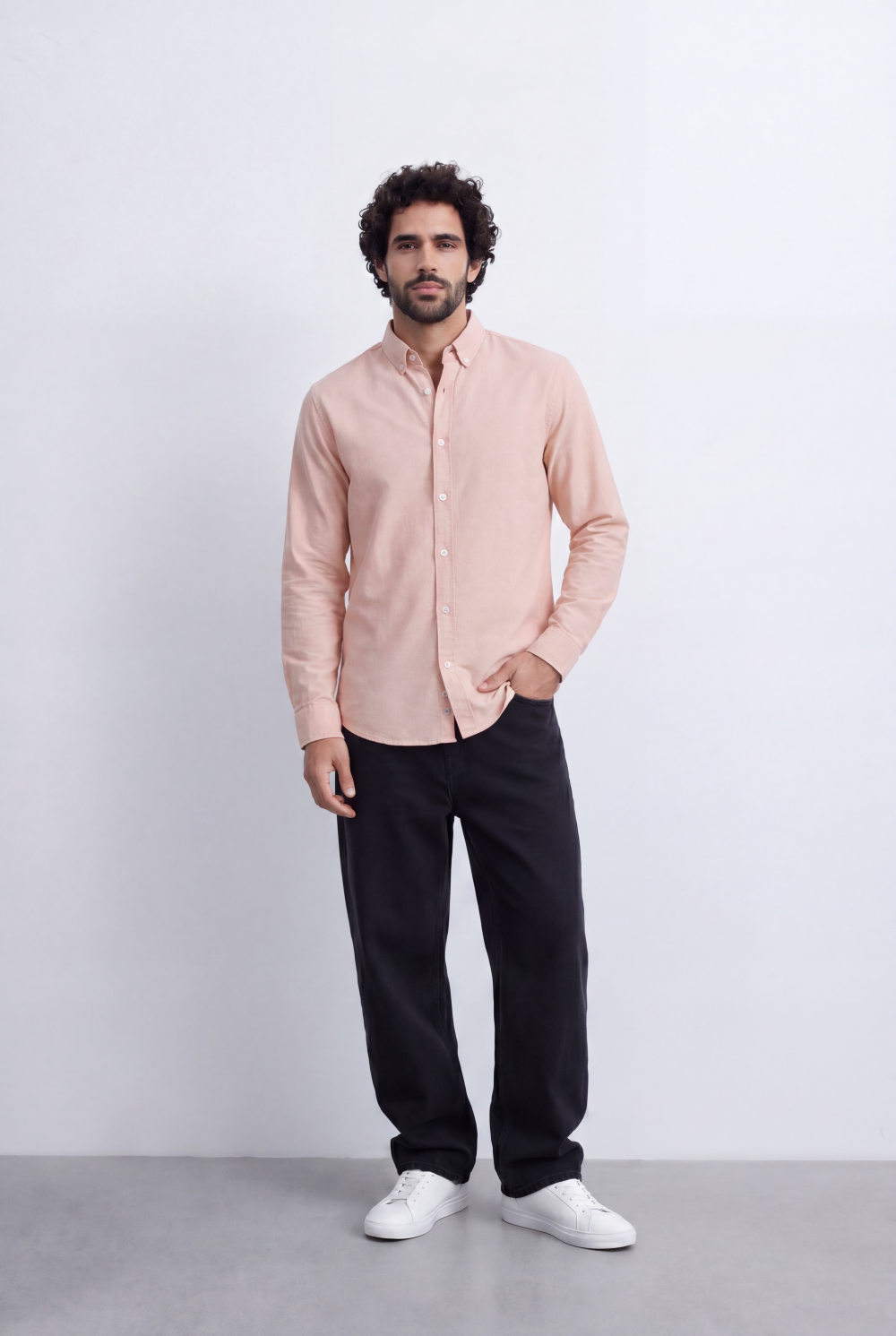 Men's Slim Fit Long Sleeve Button-Down Shirt Minimal Tomato Store Clean Design Smart Everyday Essential