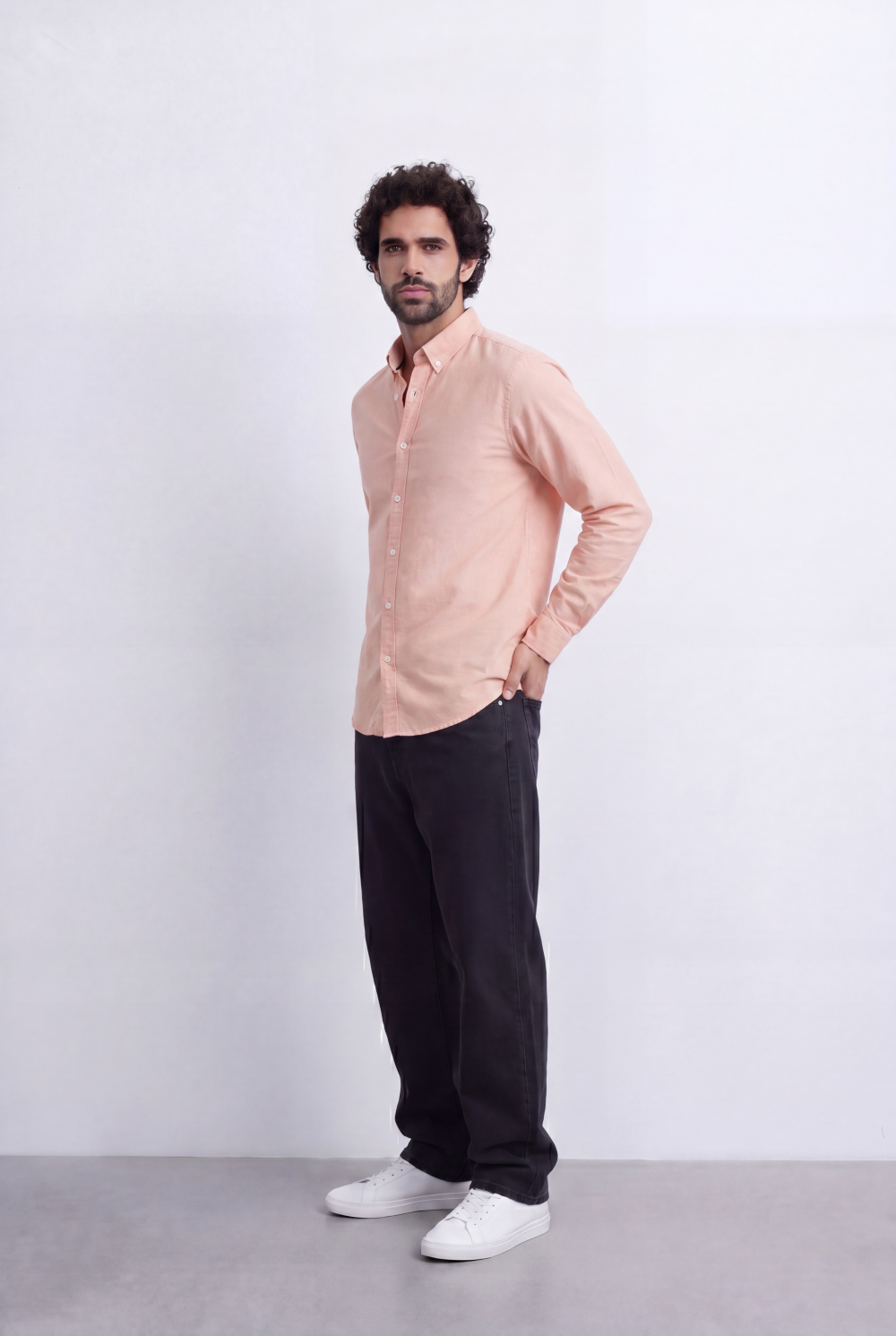 Men's Slim Fit Long Sleeve Button-Down Shirt Minimal Tomato Store Clean Design Smart Everyday Essential