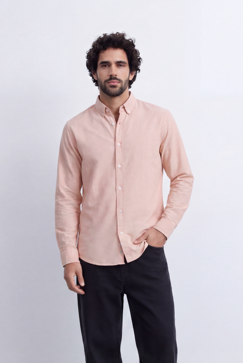 Men's Slim Fit Long Sleeve Button-Down Shirt Minimal Tomato Store Clean Design Smart Everyday Essential