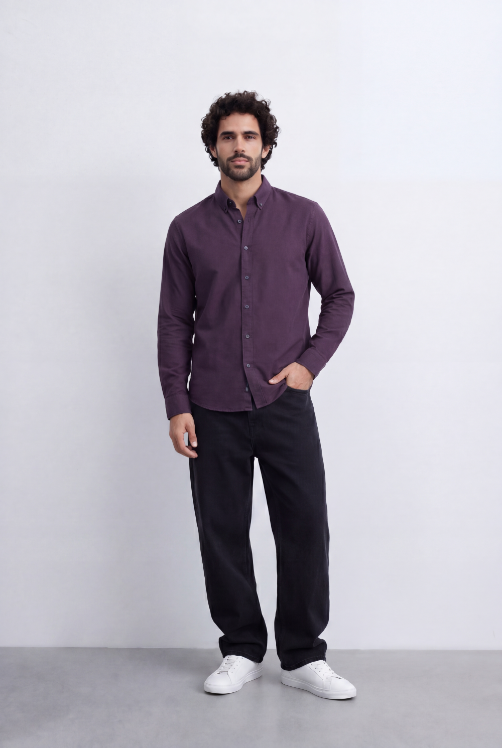 Men's Slim Fit Long Sleeve Button-Down Shirt Minimal Tomato Store Clean Design Smart Everyday Essential
