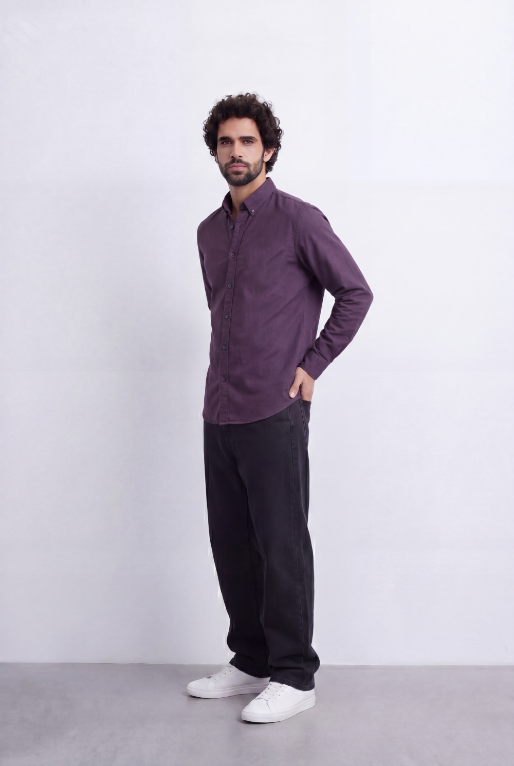 Men's Slim Fit Long Sleeve Button-Down Shirt Minimal Tomato Store Clean Design Smart Everyday Essential