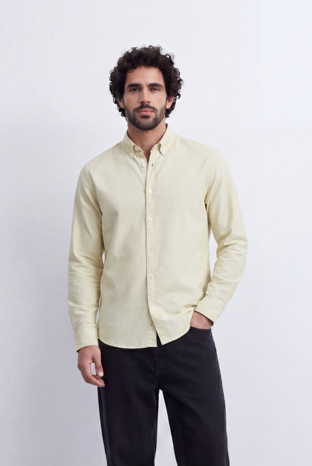 Men's Slim Fit Long Sleeve Button-Down Shirt Minimal Tomato Store Clean Design Smart Everyday Essential