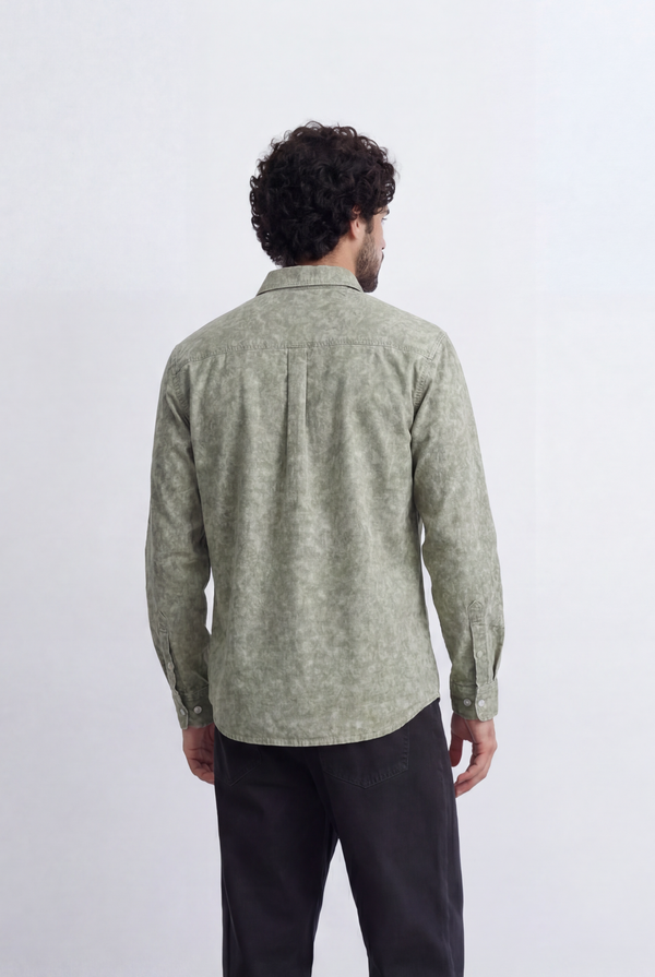Men’s Tomato Store Mineral Wash Utility Shirt Dual Flap Pocket Design Faded Vintage Surface Snap Button Regular Fit