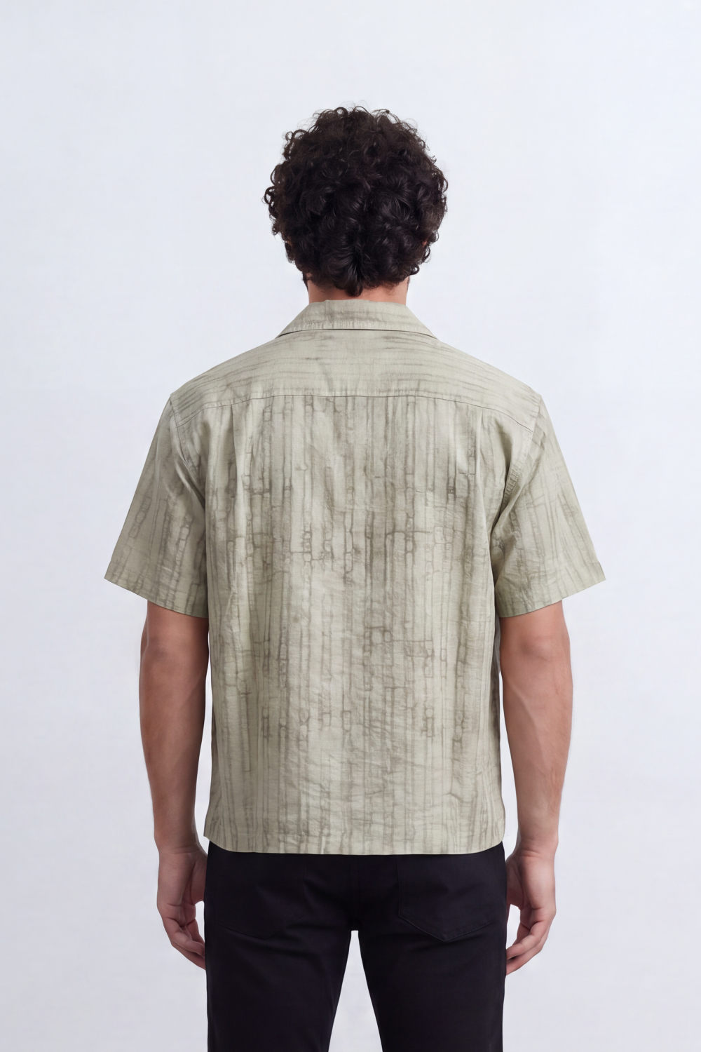 Men's Tomato Store Summer Satin-Look Resort Shirt Abstract Cloud Wash Pattern Open Collar Box Fit