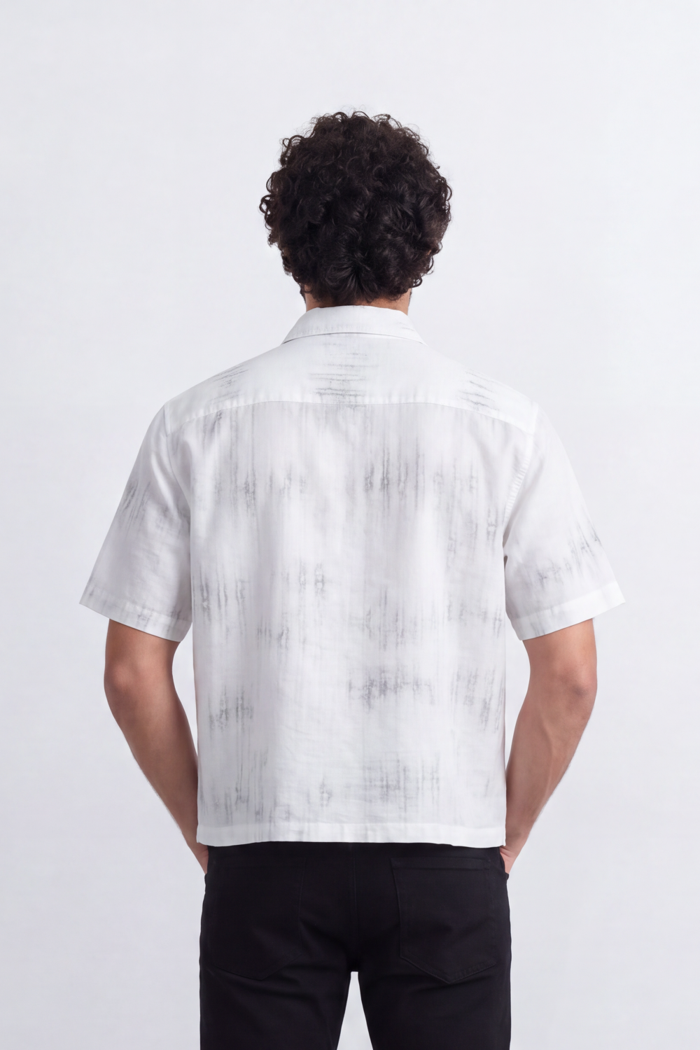 Men's Tomato Store Summer Satin-Look Resort Shirt Abstract Cloud Wash Pattern Open Collar Box Fit