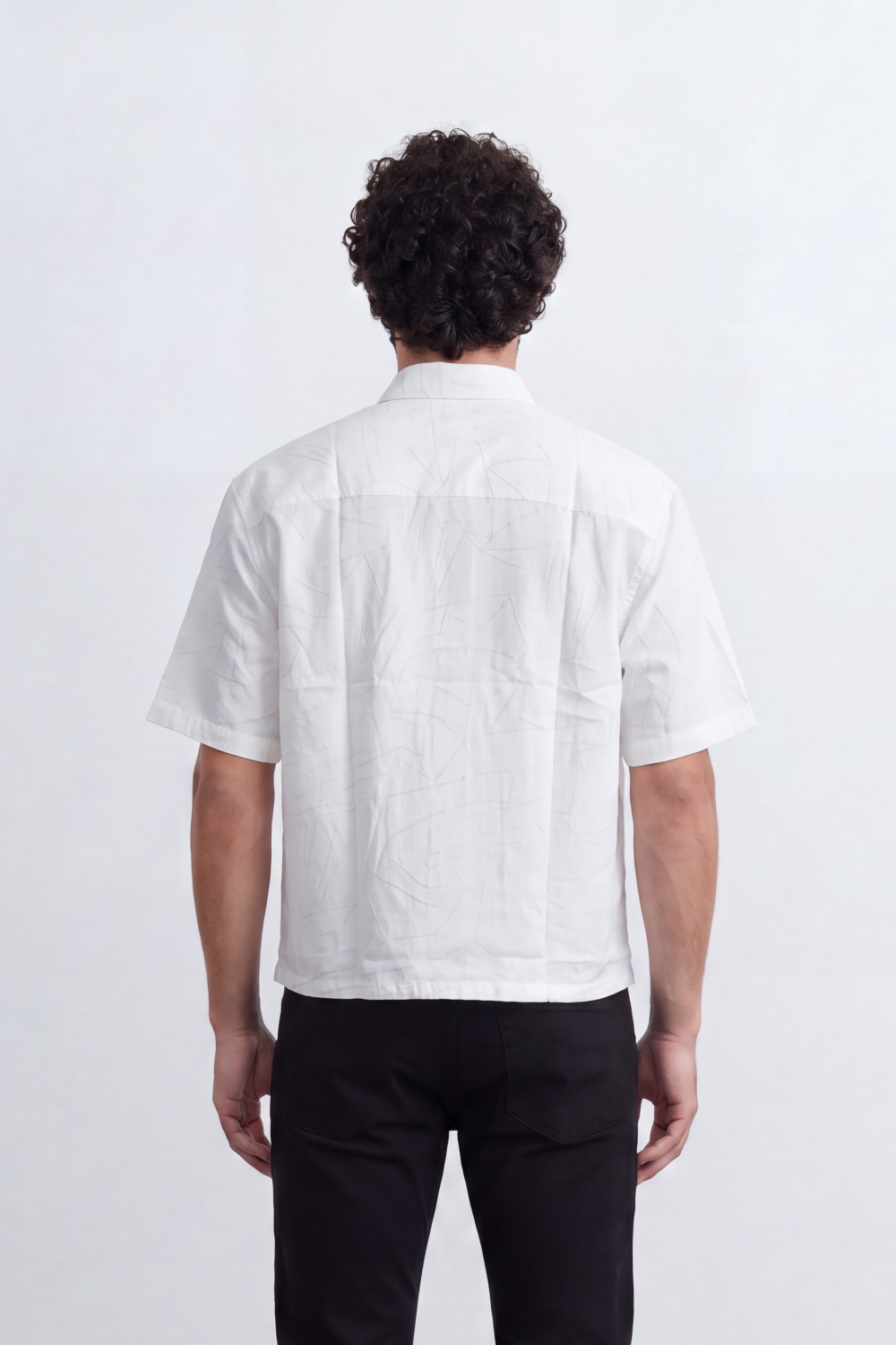 Men's Tomato Store Textured Resort Shirt Tonal Abstract Line Pattern Open Collar Box Fit
