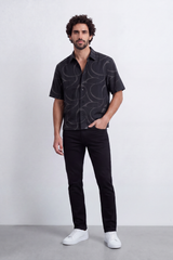 Men's Tomato Store Summer Printed Resort Shirt Bold Abstract Loop Artwork Box Fit