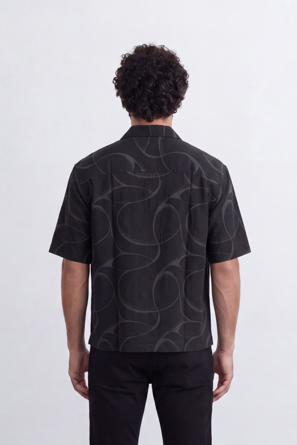 Men's Tomato Store Summer Printed Resort Shirt Bold Abstract Loop Artwork Box Fit