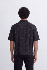Men's Tomato Store Summer Printed Resort Shirt Bold Abstract Loop Artwork Box Fit