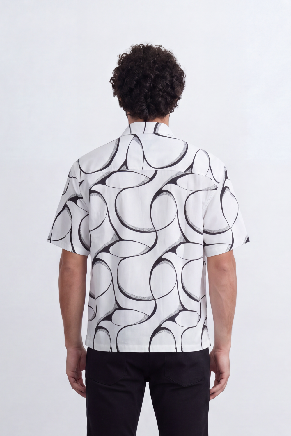 Men's Tomato Store Summer Printed Resort Shirt Bold Abstract Loop Artwork Box Fit