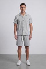 Men’s Tomato Store Airy Knit Resort Co-Ord Open Collar Textured Surface Button Front Regular Fit Outfit