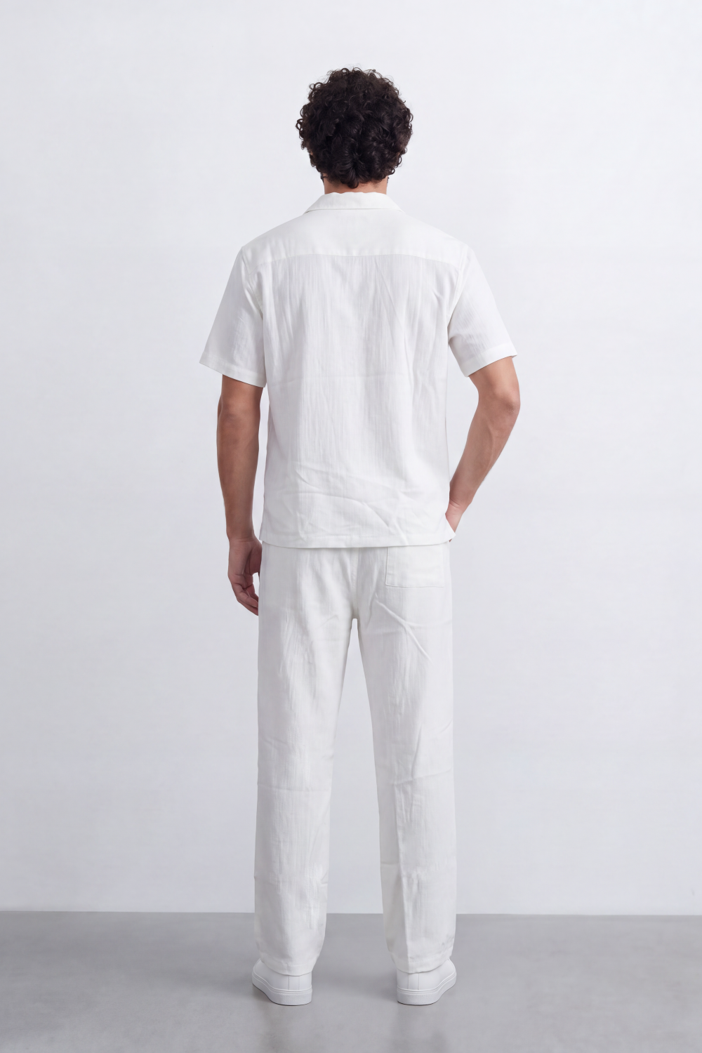 Men's Tomato Store Summer Linen-Look Co-Ord Set Camp Collar Regular Fit Outfit Natural Textured Finish