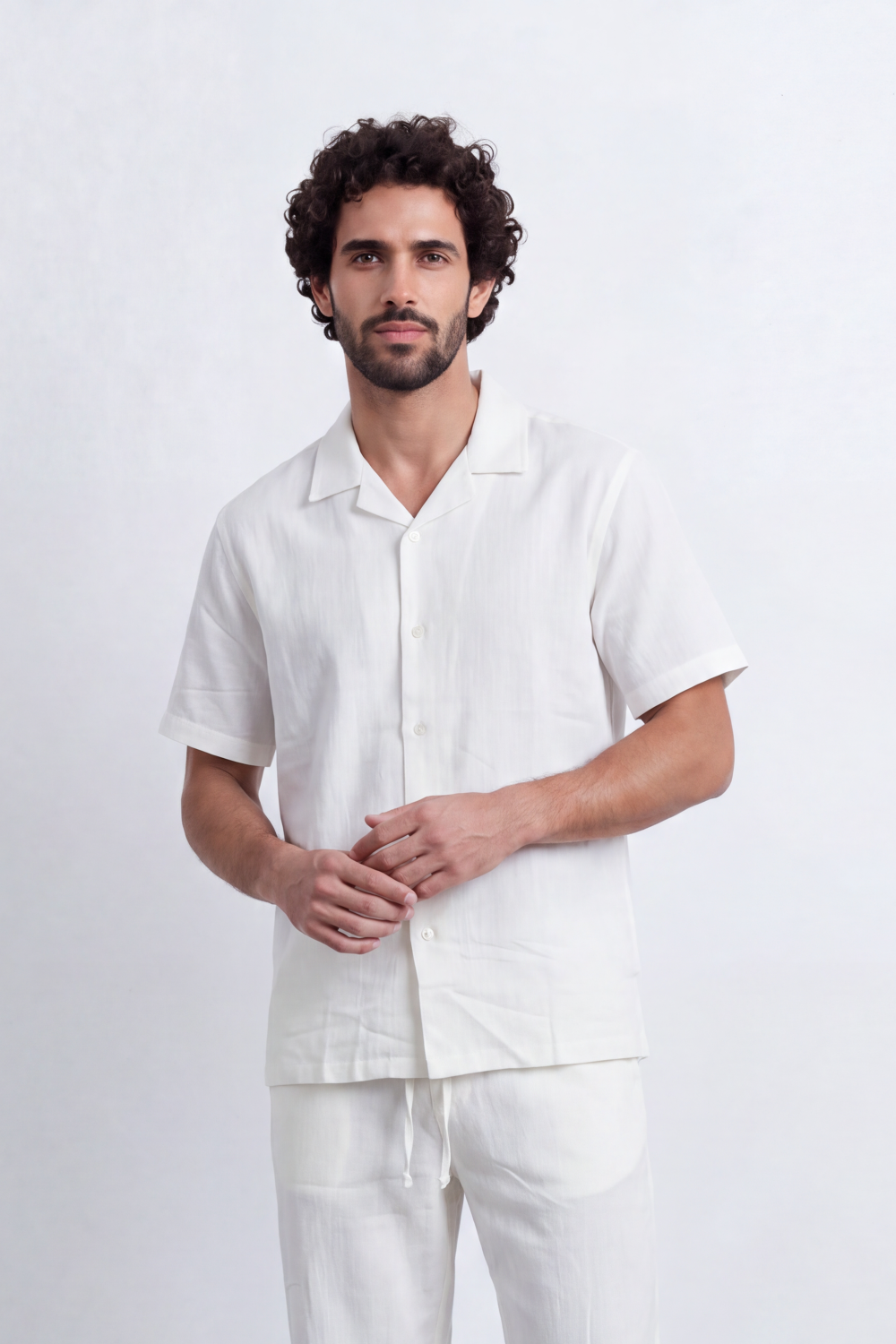 Men's Tomato Store Summer Linen-Look Co-Ord Set Camp Collar Regular Fit Outfit Natural Textured Finish