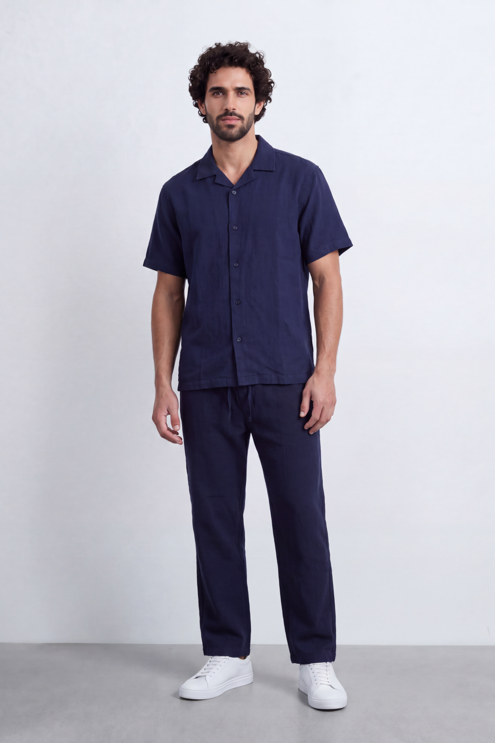 Men's Tomato Store Summer Linen-Look Co-Ord Set Camp Collar Regular Fit Outfit Natural Textured Finish