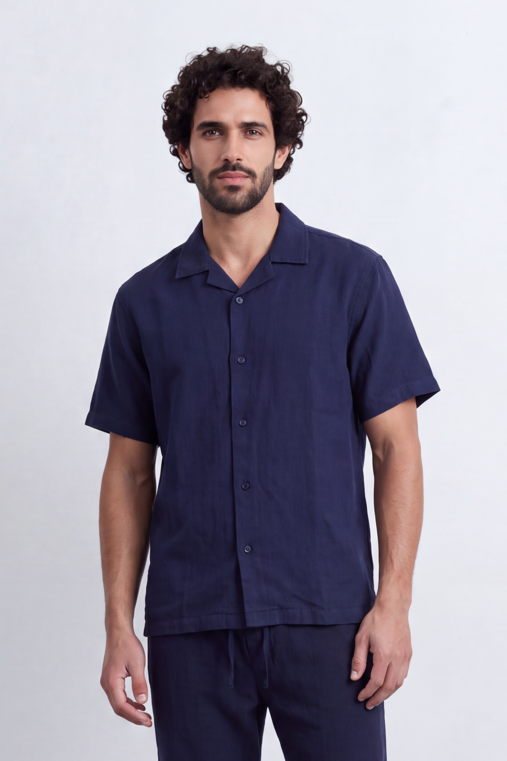 Men's Tomato Store Summer Linen-Look Co-Ord Set Camp Collar Regular Fit Outfit Natural Textured Finish