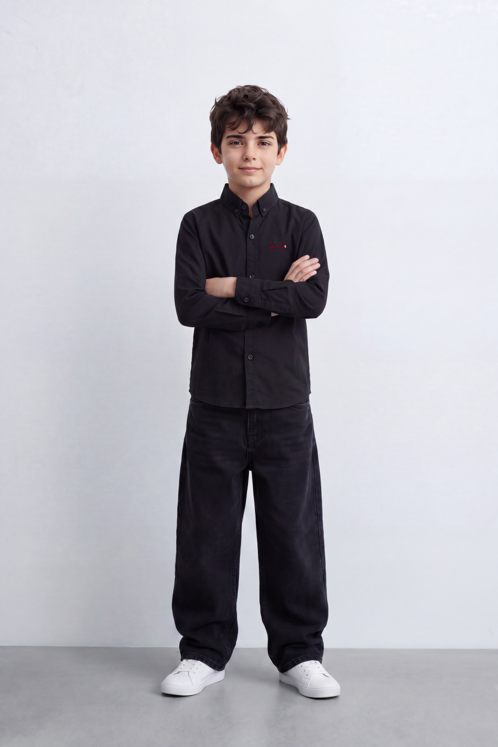 Boy's Tomato Store Shirt Signature Chest Embroidery Long Sleeve