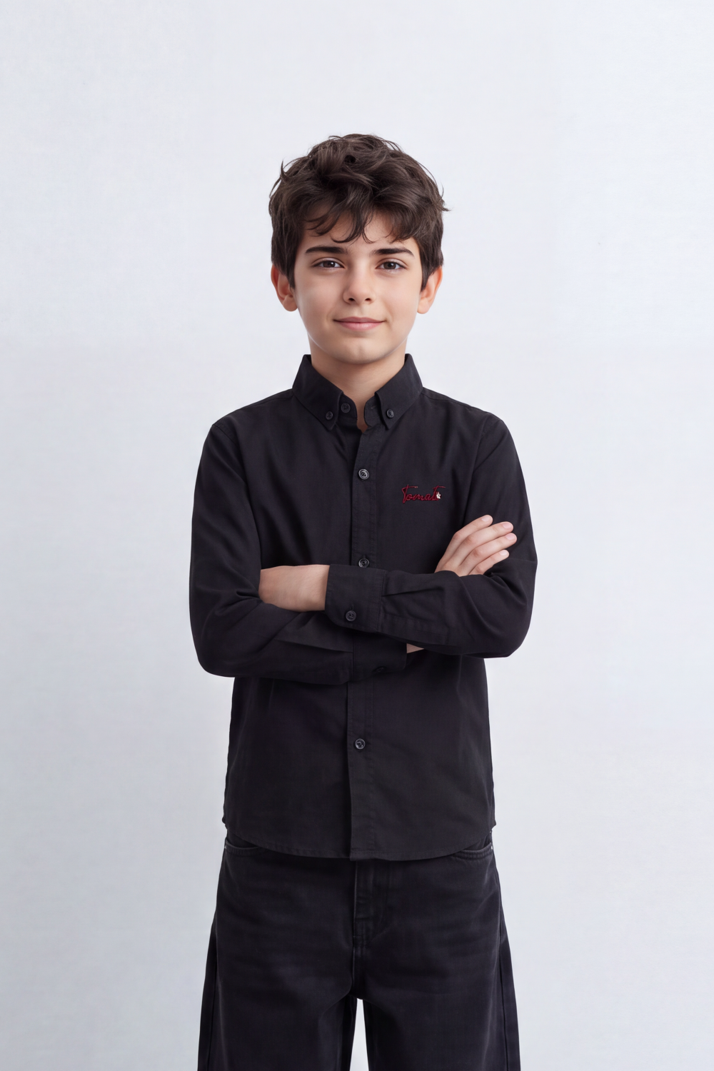 Boy's Tomato Store Shirt Signature Chest Embroidery Long Sleeve
