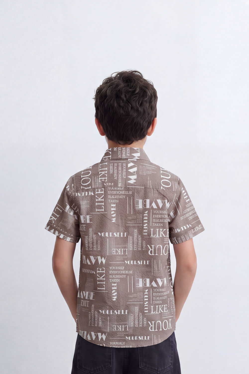 Boy's Tomato Store Summer Printed Poplin Shirt Allover Typography Artwork Half Sleeve