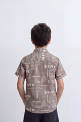 Boy's Tomato Store Summer Printed Poplin Shirt Allover Typography Artwork Half Sleeve