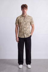 Men's Tomato Store Shirt Abstract Linear Print Short Sleeve
