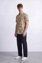 Men's Tomato Store Shirt Abstract Linear Print Short Sleeve